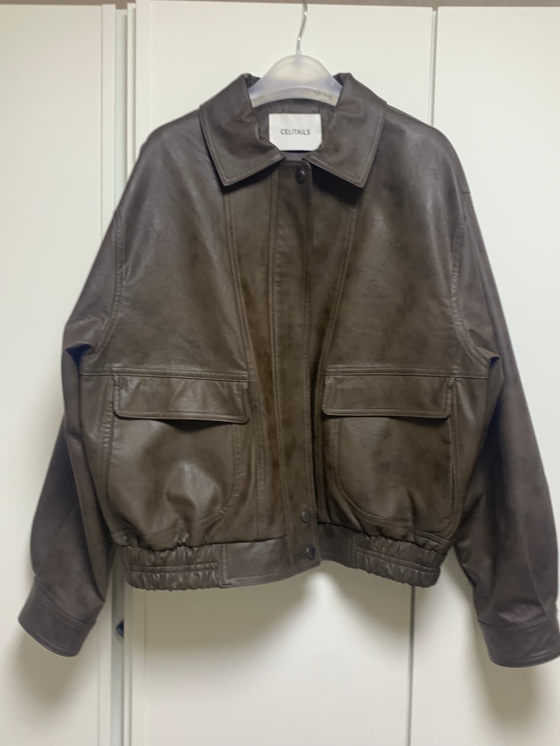 셀리테일즈 faux 레더 자켓 점퍼 브라운 상품이미지4