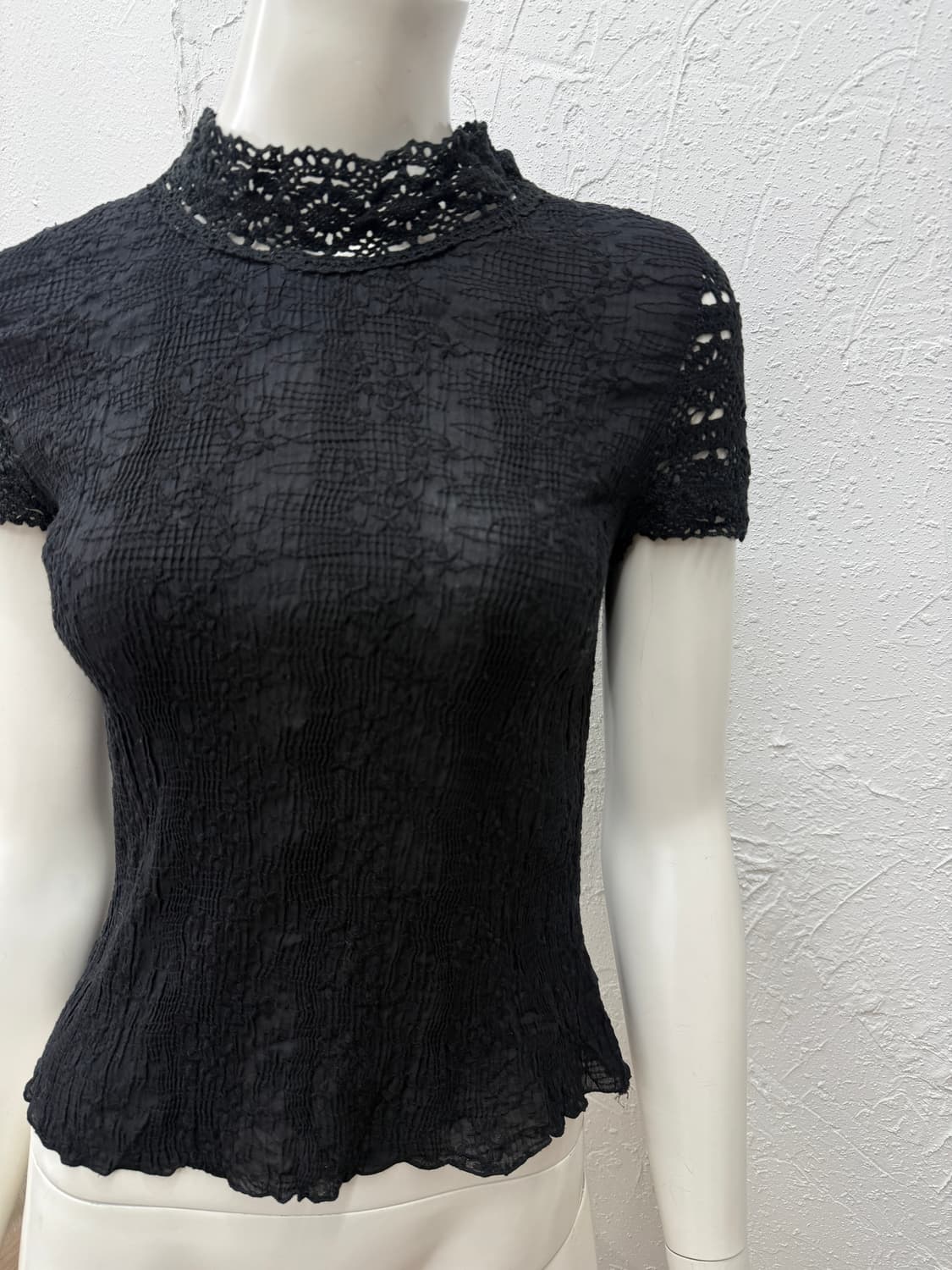 빈티지 Jenny garcon 블랙 레이스 니트 블라우스 상품이미지3