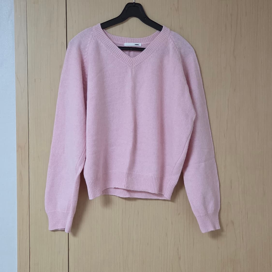미엘 miel 캐시미어 울 니트 하이 브이넥 니트 핑크 상품이미지8
