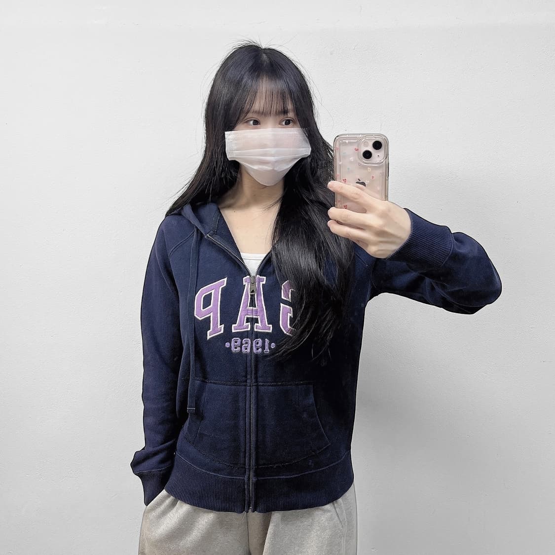 갭 Gap 스펠 로고 후드집업 네이비 상품이미지1