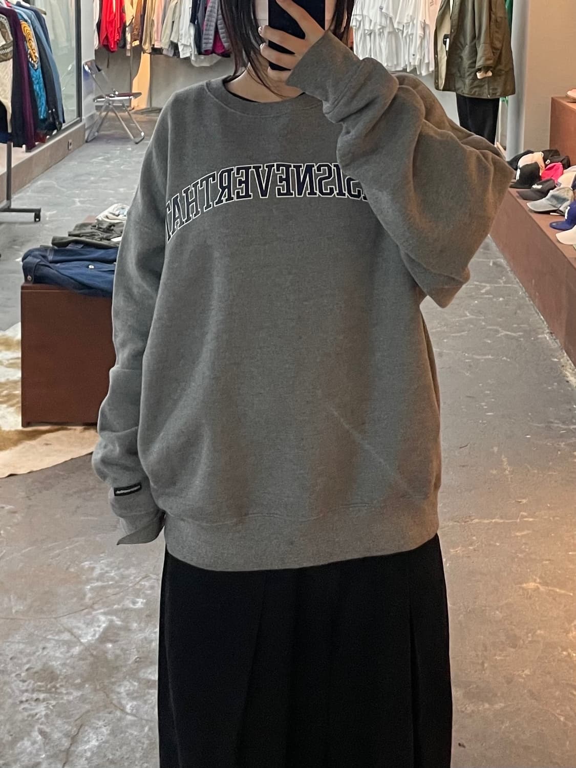 디스이즈네버댓 아치로고 크루넥 헤더그레이 스웻셔츠 H1956 상품이미지1