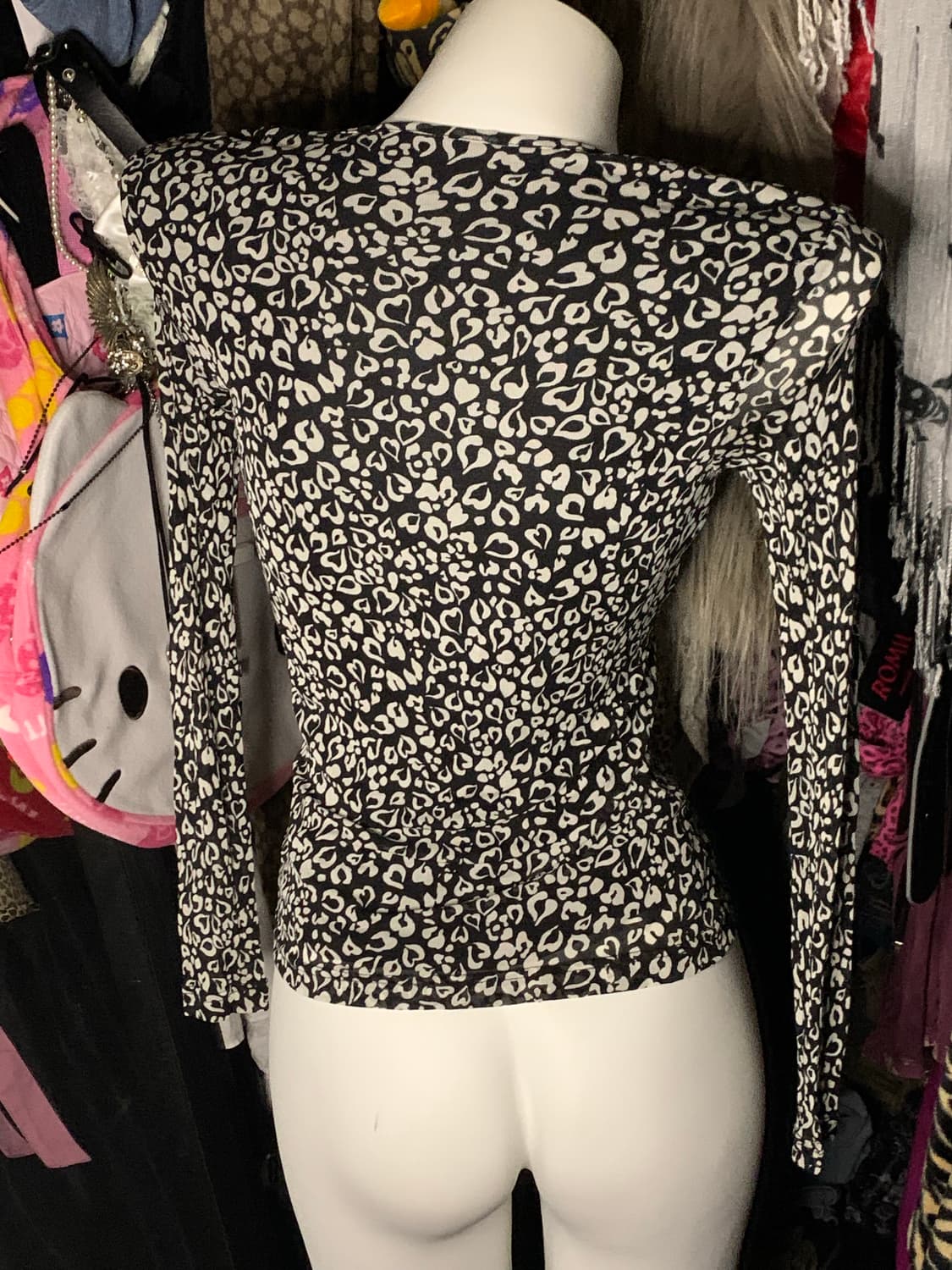 y2k 레오파드 셔링 긴팔 상품이미지3