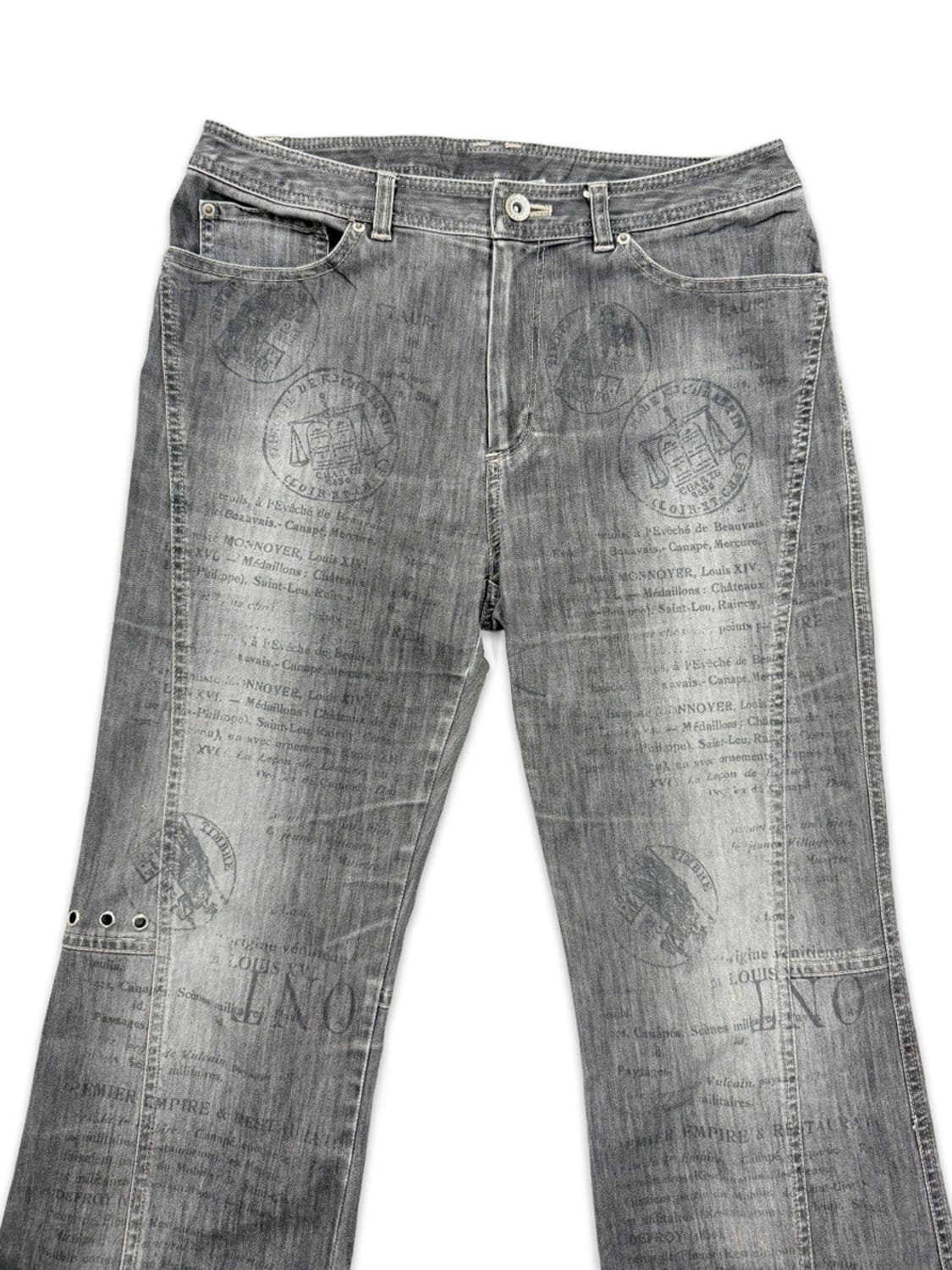 빈티지 Clermont 그레이 펑크 레터링 부츠컷 팬츠 상품이미지2