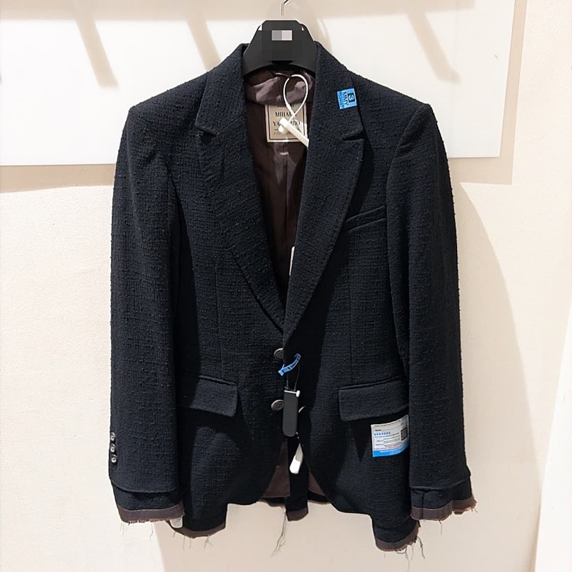 (정품/새상품) 미하라 야스히로 여성 블랙 울 트위드 디스트레스드 자켓 상품이미지1