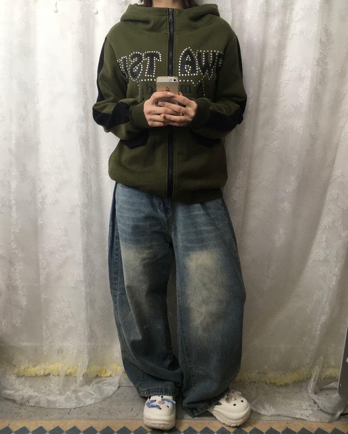 Khaki Cubic High-Neck Hooded Zip-Up 상품이미지7