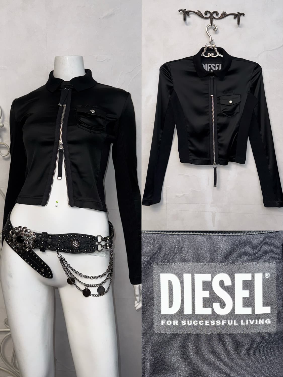 DIESEL satin crop jacket black 상품이미지1
