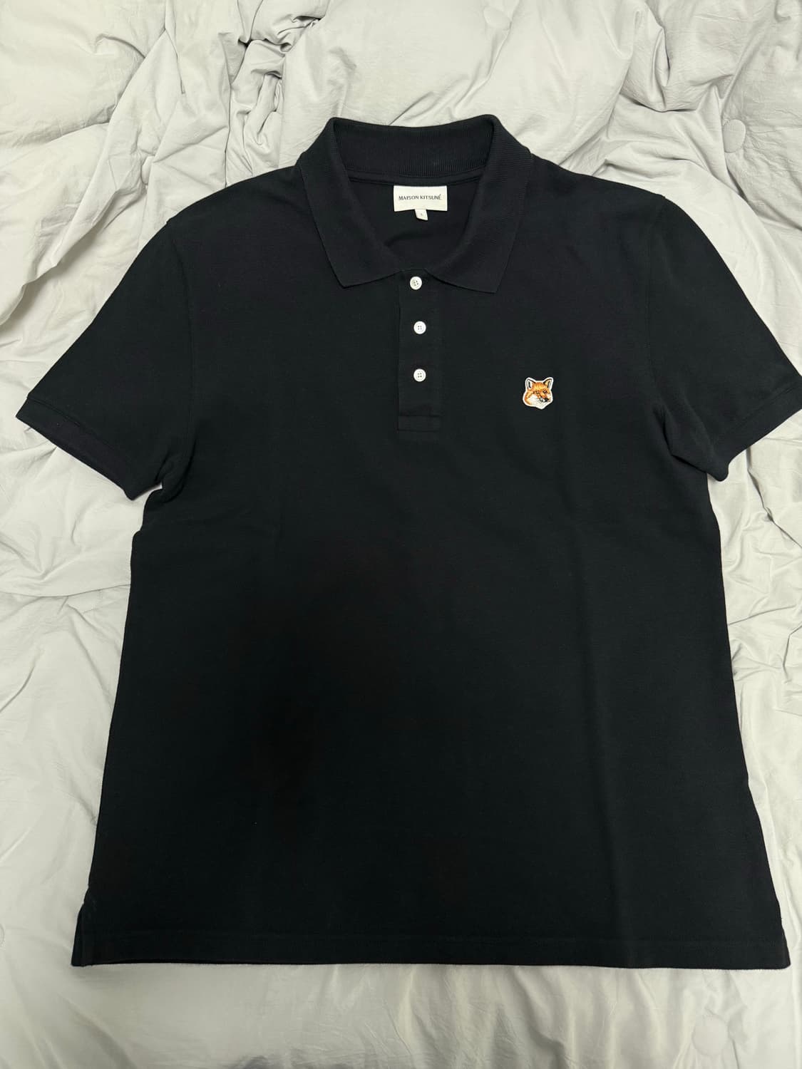 메종 키츠네 폭스 헤드 패치 폴로 블랙 L사이즈 상품이미지1