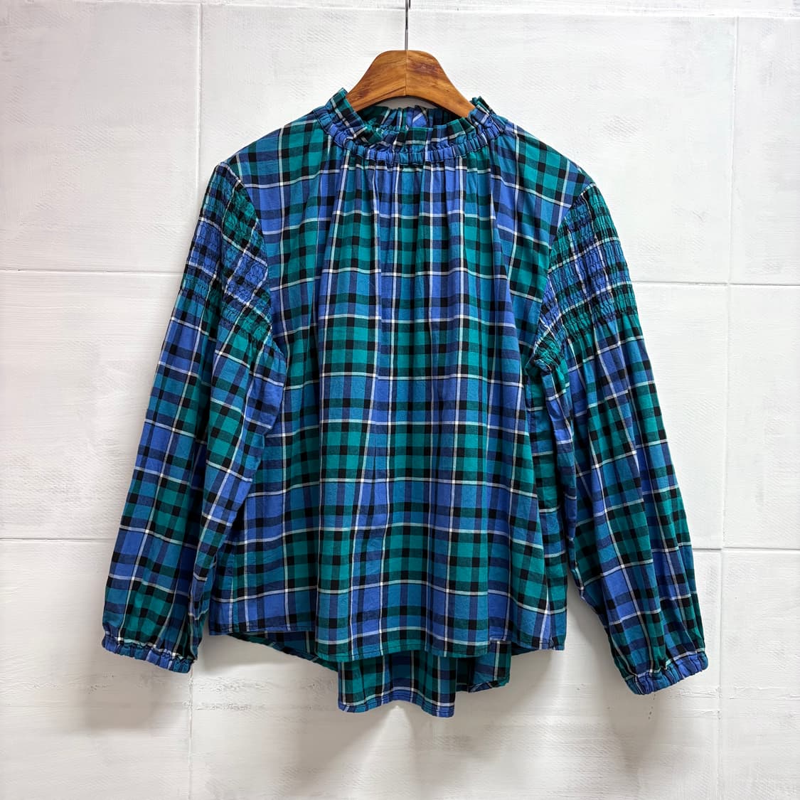 ADESSO L'ORA 블루 언발 체크 모리걸 블라우스 JPN 상품이미지1