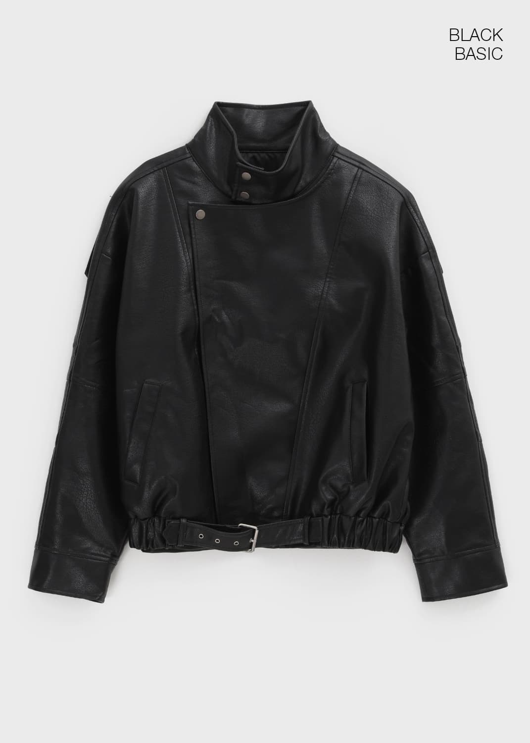 블랙업 하이넥 가죽점퍼 가죽레더자켓 상품이미지1