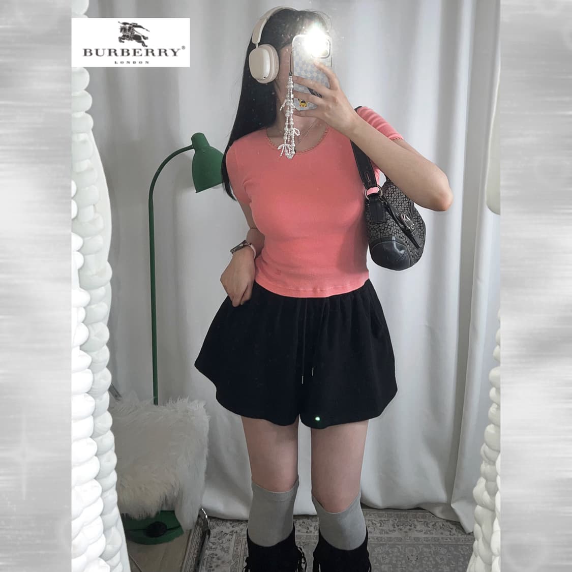버버리 코랄 핑크 반팔 티셔츠 상품이미지3