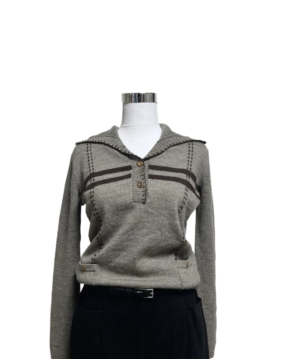 Button&collar wool knit 상품이미지4
