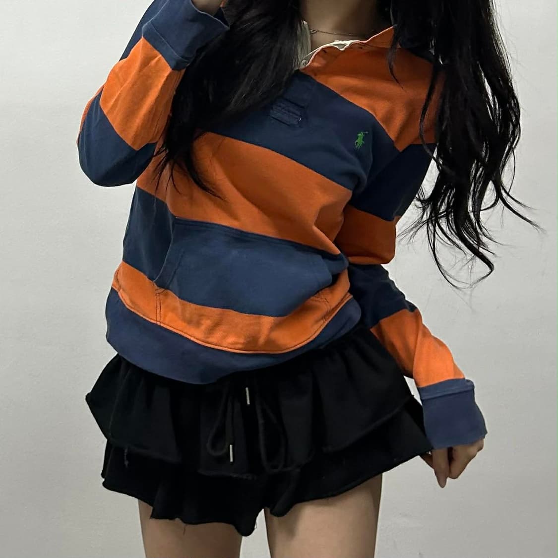 폴로 랄프로렌 스트라이프 후드 슬리브 셔츠(L) 상품이미지3