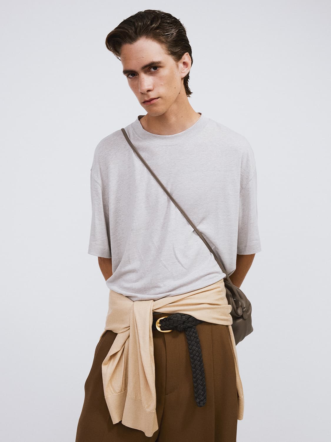 렉토 26SS 린넨 블렌드 루즈핏 티셔츠 라이트 그레이 상품이미지1