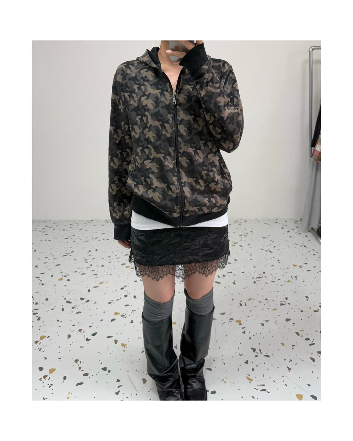빈티지 카모 후드집업 상품이미지3