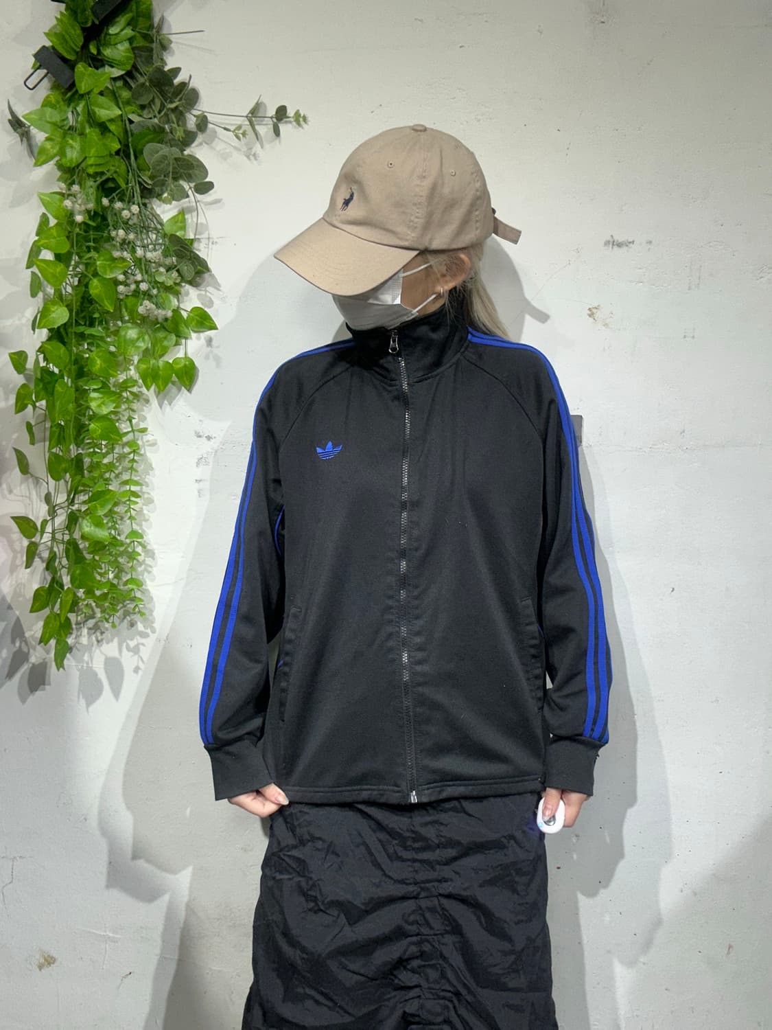 아디다스 블랙 블루 빅 로고 삼선 트랙탑 져지 L 상품이미지2