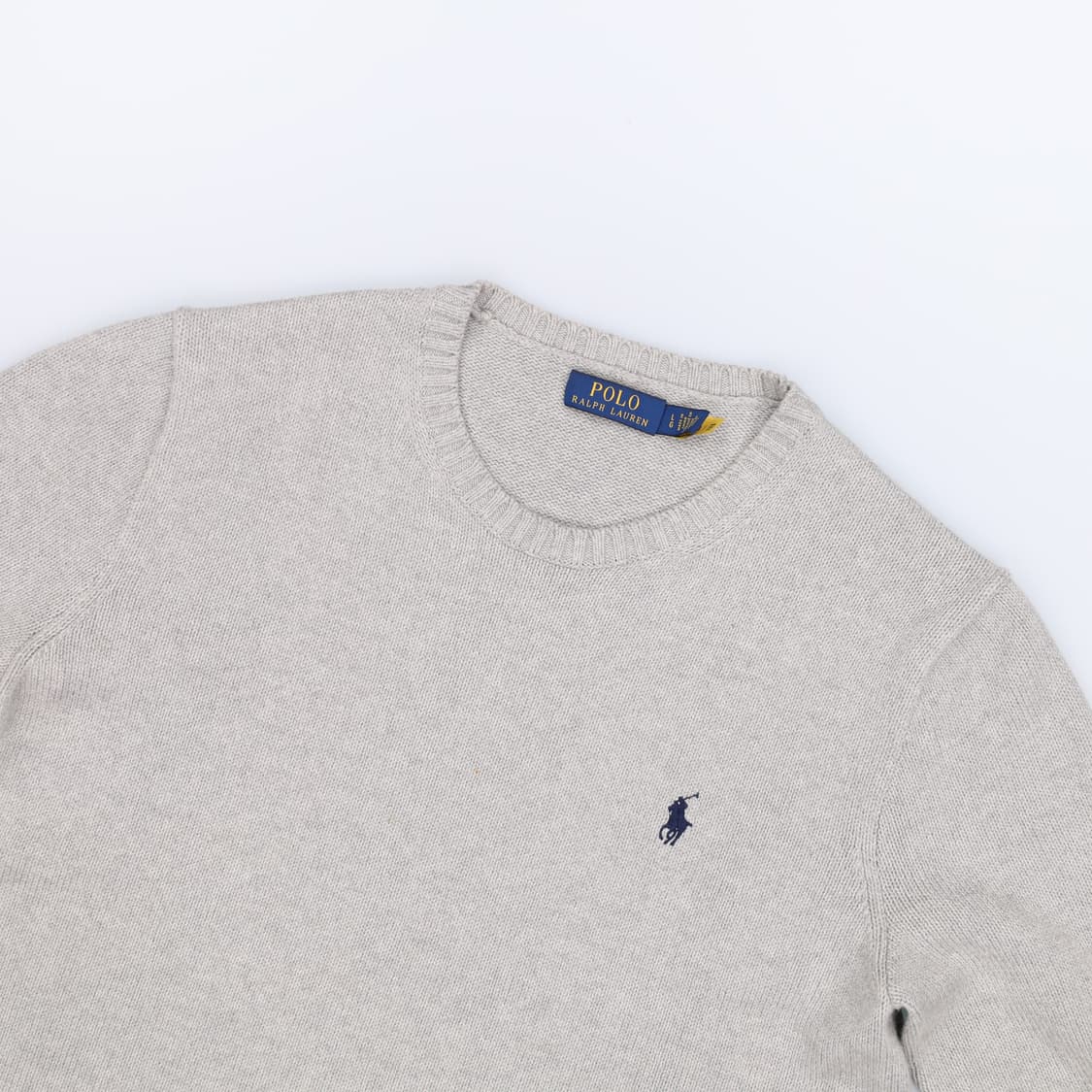 [L] 신형 폴로 QR택 롱슬리브 풀오버 스웨터 니트 회색 3859 상품이미지3