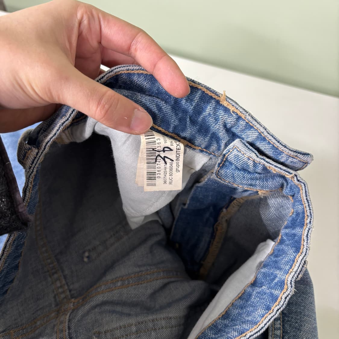 M 자라 연청 스펠아웃 커브드 데님팬츠 상품이미지8