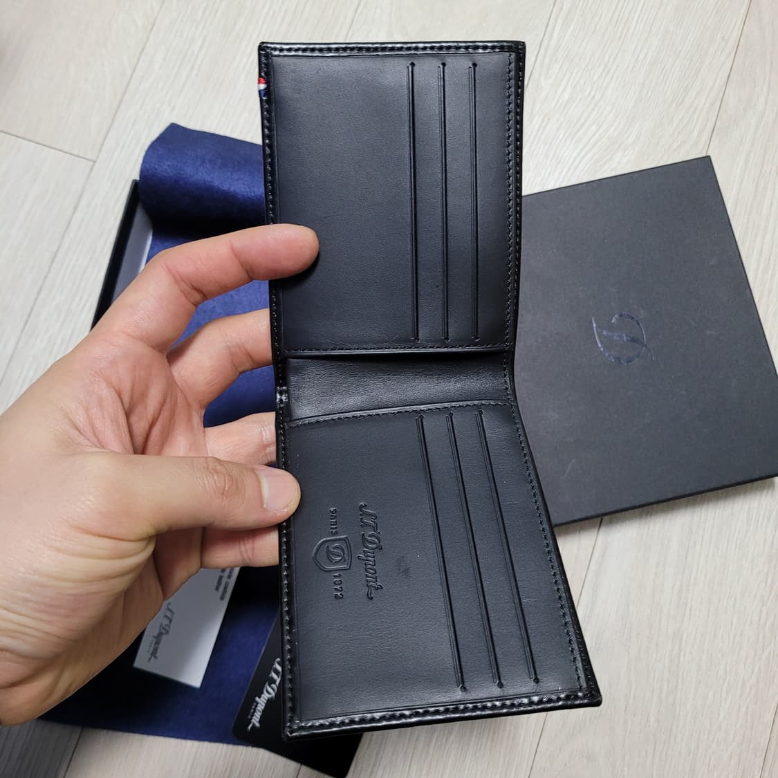 정품 듀퐁 블랙 반지갑 풀세트 상품이미지4
