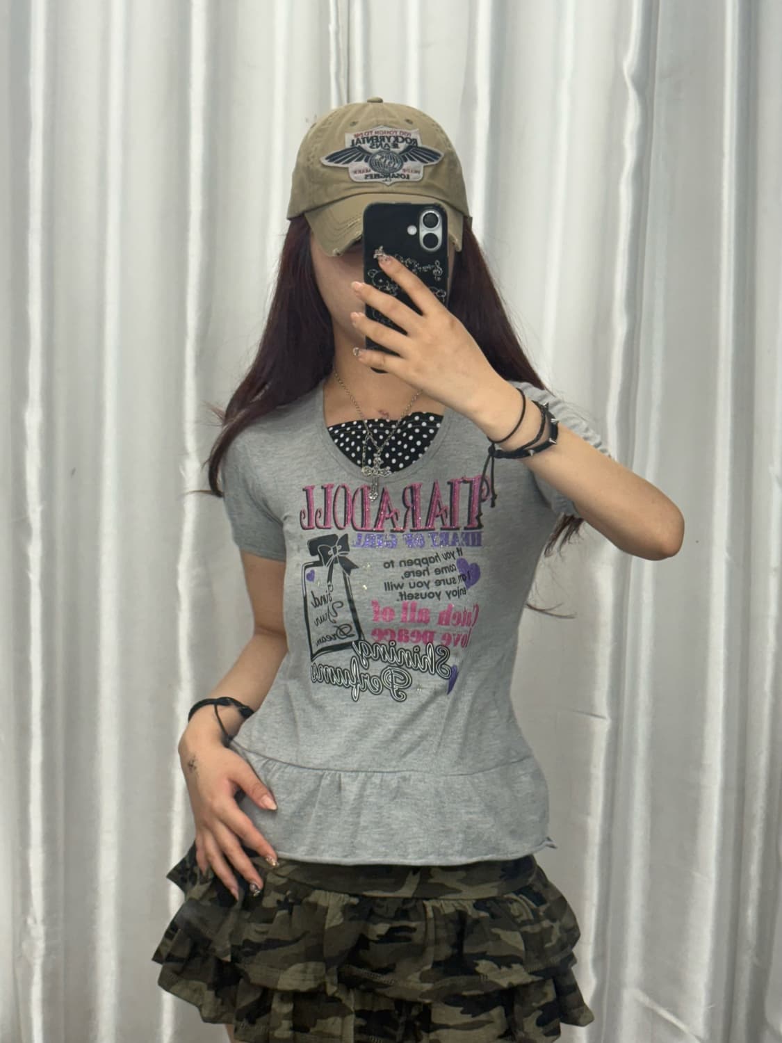 Kitch Gyaru Pearl Lettering Short Sleeve 상품이미지2