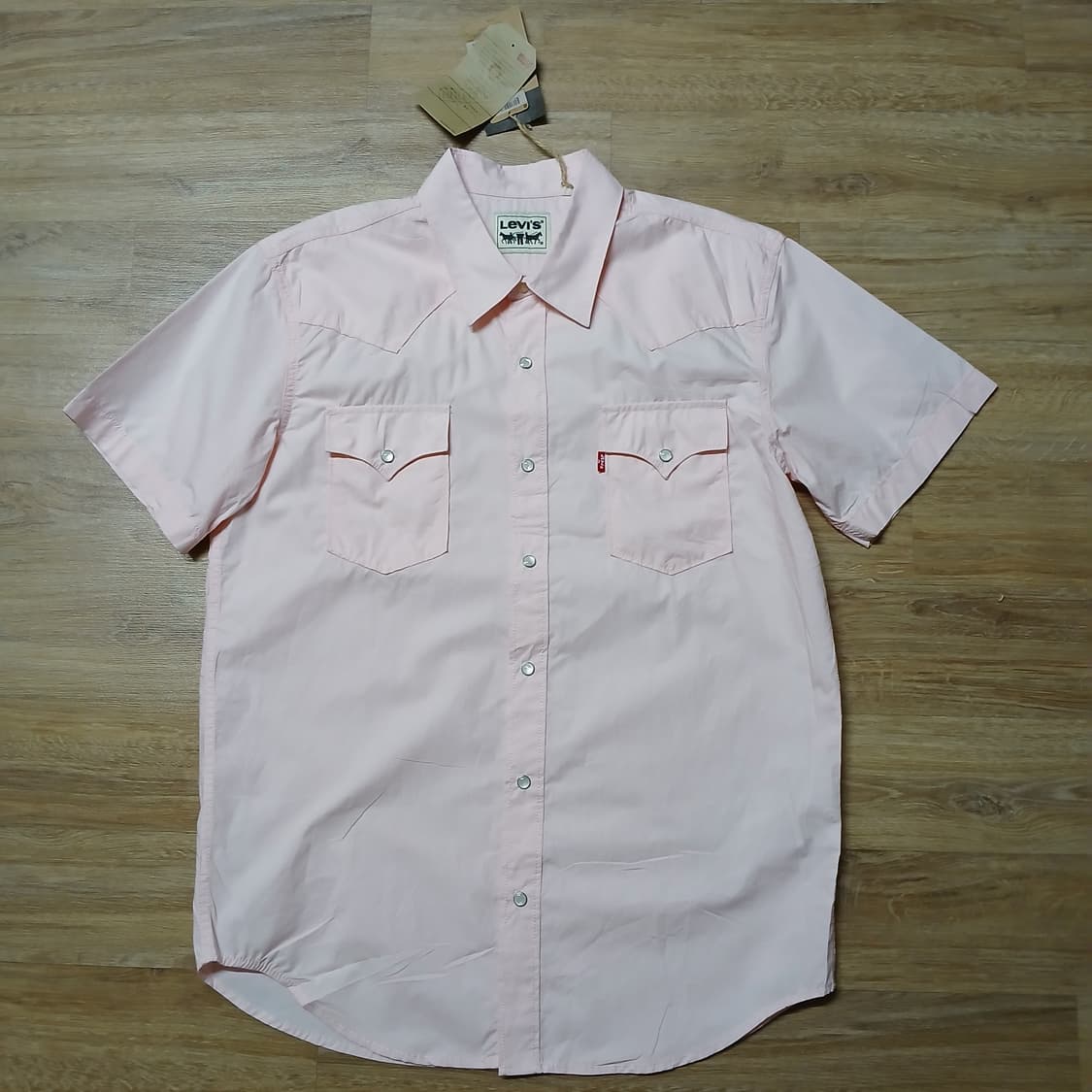 미사용 일본판 리바이스 levis 연핑크 웨스턴 반팔 셔츠 남방 상품이미지4