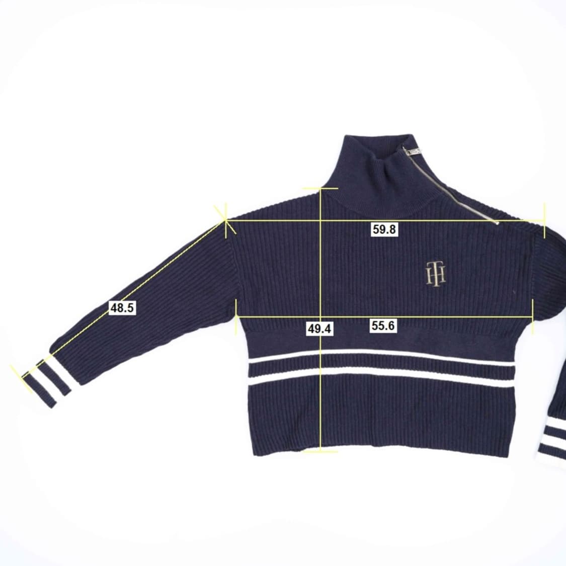[XS] 신형 타미힐피거 여성 숄카라 터틀넥 크롭 와플 니트 3810 상품이미지8
