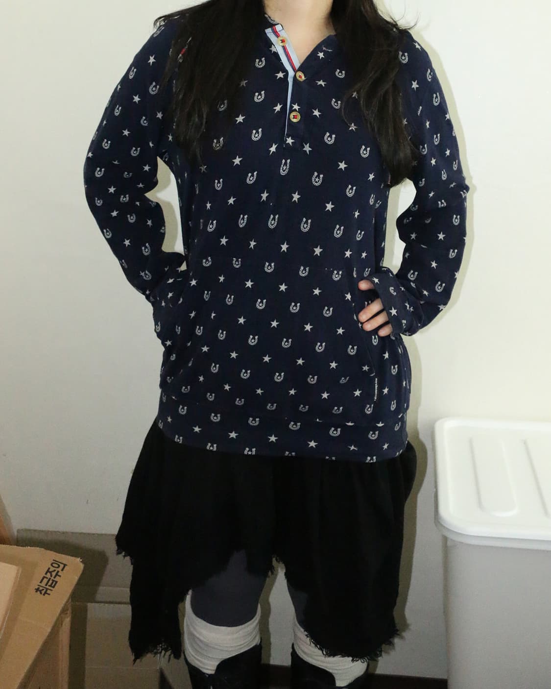 네이비 멀티 버튼 후디 상품이미지3