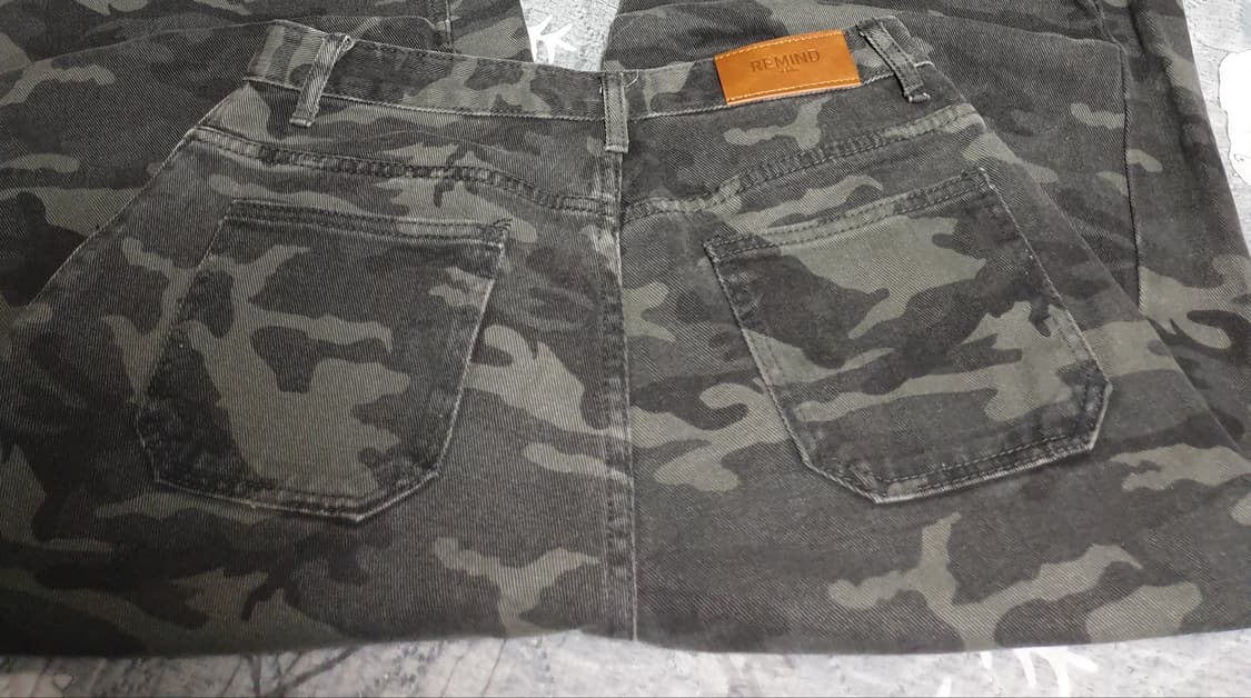 REMIND 카모 밑단버튼 파라슈트 와이드 팬츠 (M) 상품이미지3