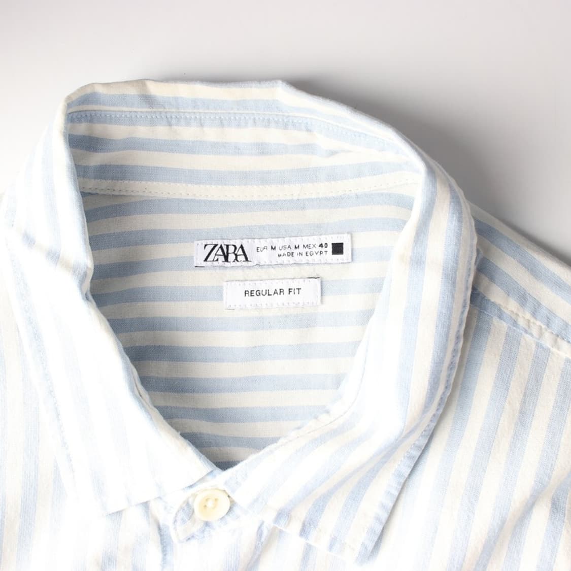 ZARA 레귤러핏 라이트블루 스트라이프 셔츠 M 상품이미지5