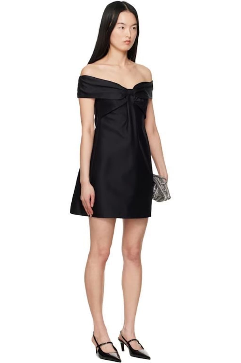 shushutong 오프 숄더 미니드레스 블랙 리본 XS 상품이미지6