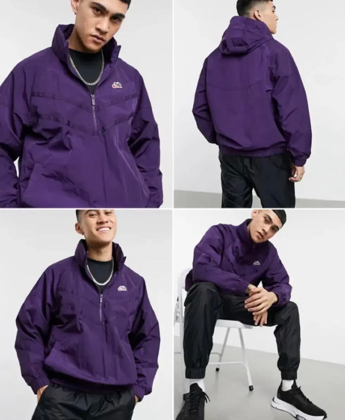 새제품  나이키 우븐 아노락 루즈핏 큰 s 퍼플  후드 바람막이 상품이미지1