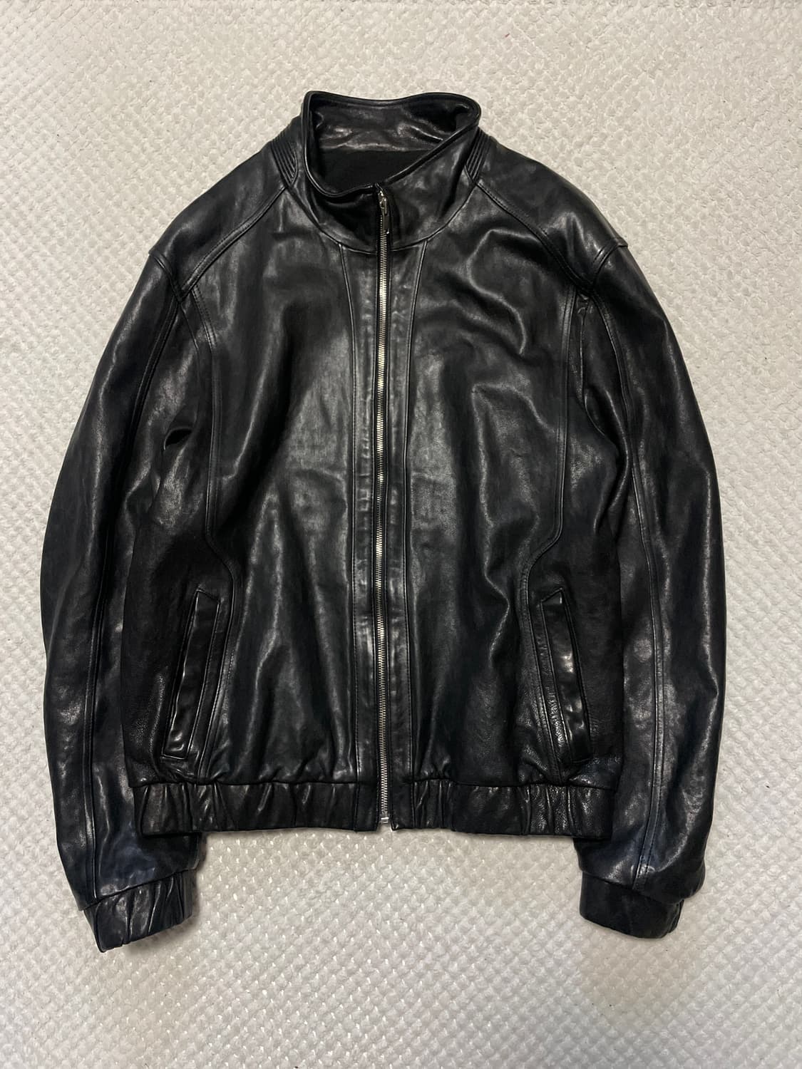 웨스턴 무드 이태리 램스킨 양가죽 절개 레더 자켓 상품이미지1