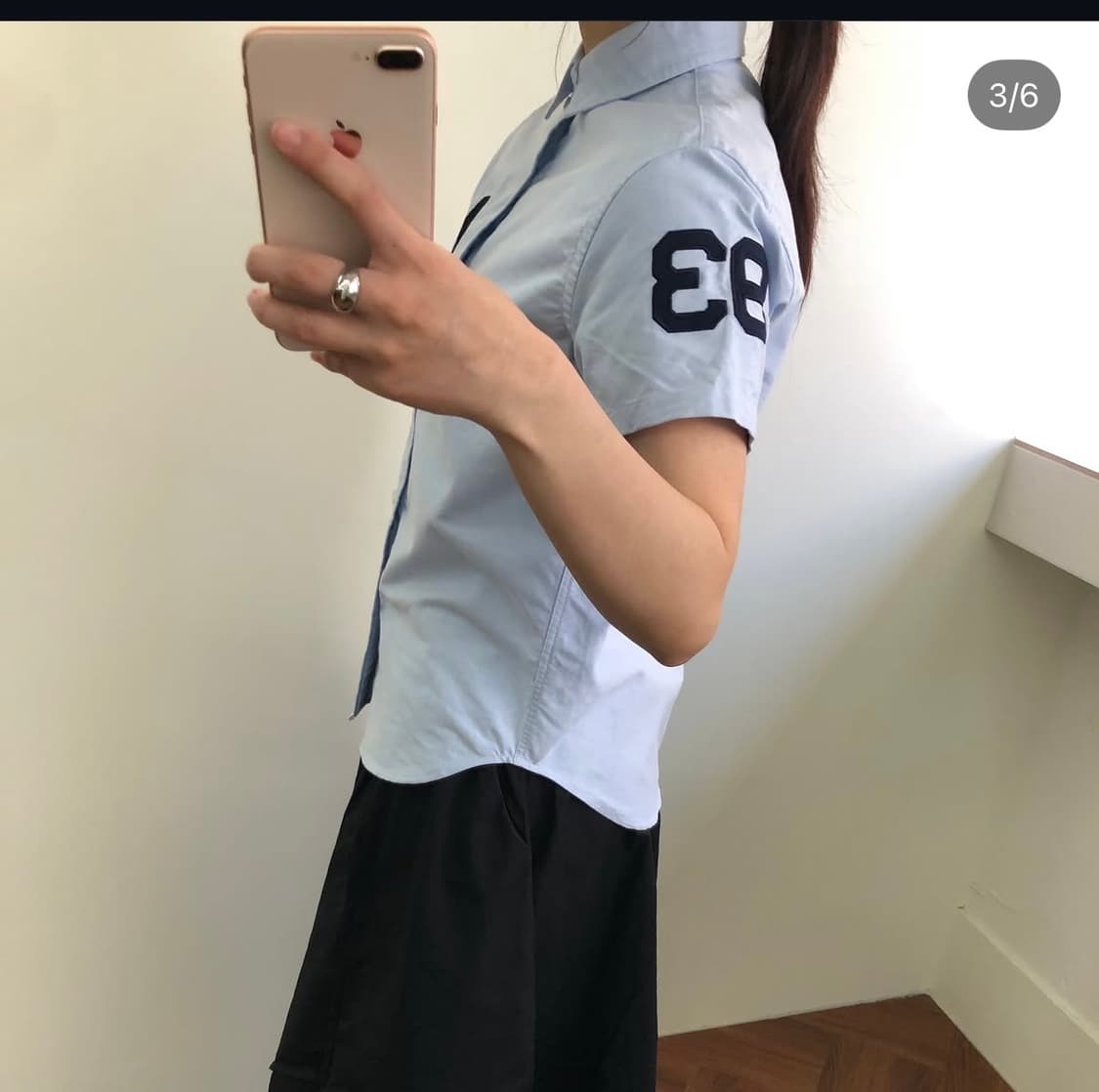 딱붙핏)) 베이프 빅사루 옥스포드 반팔 셔츠 상품이미지3
