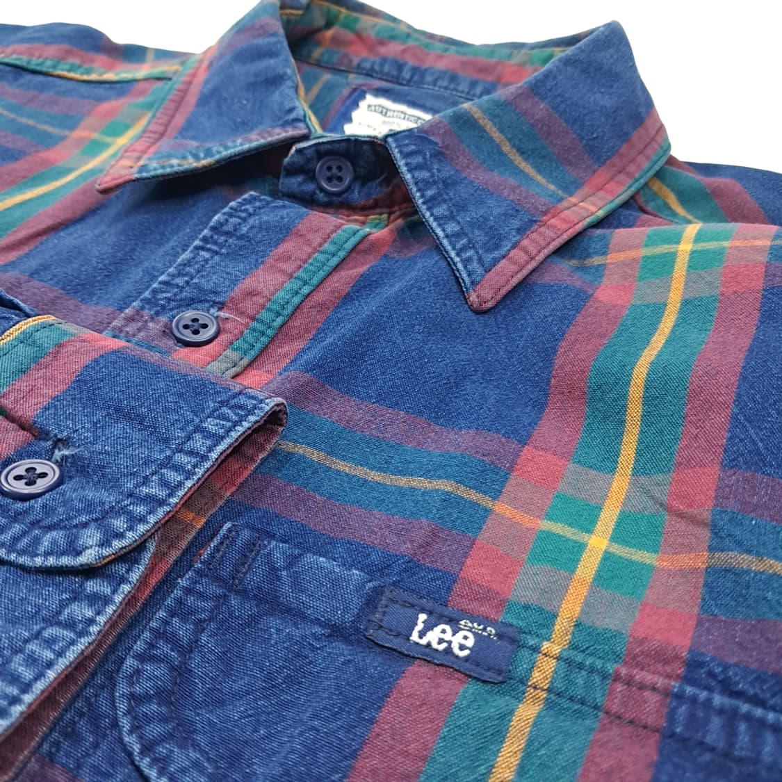 CL644 L 리 90s 미국판 인디고 샴브레이 체크 셔츠 남방 상품이미지5