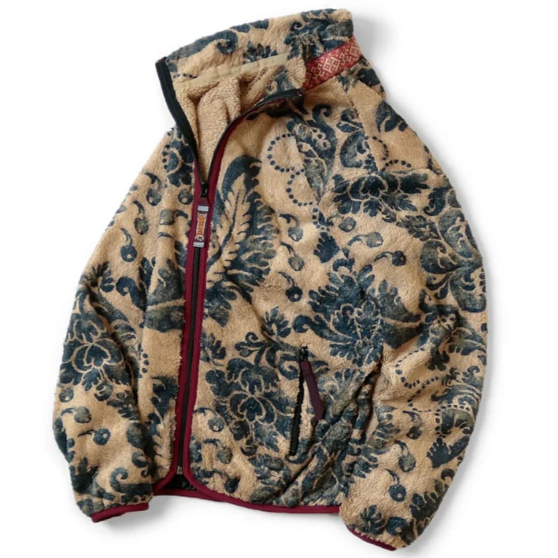 캐피탈 다마스크 패턴 플리스 집 블루존 베이지 상품이미지3