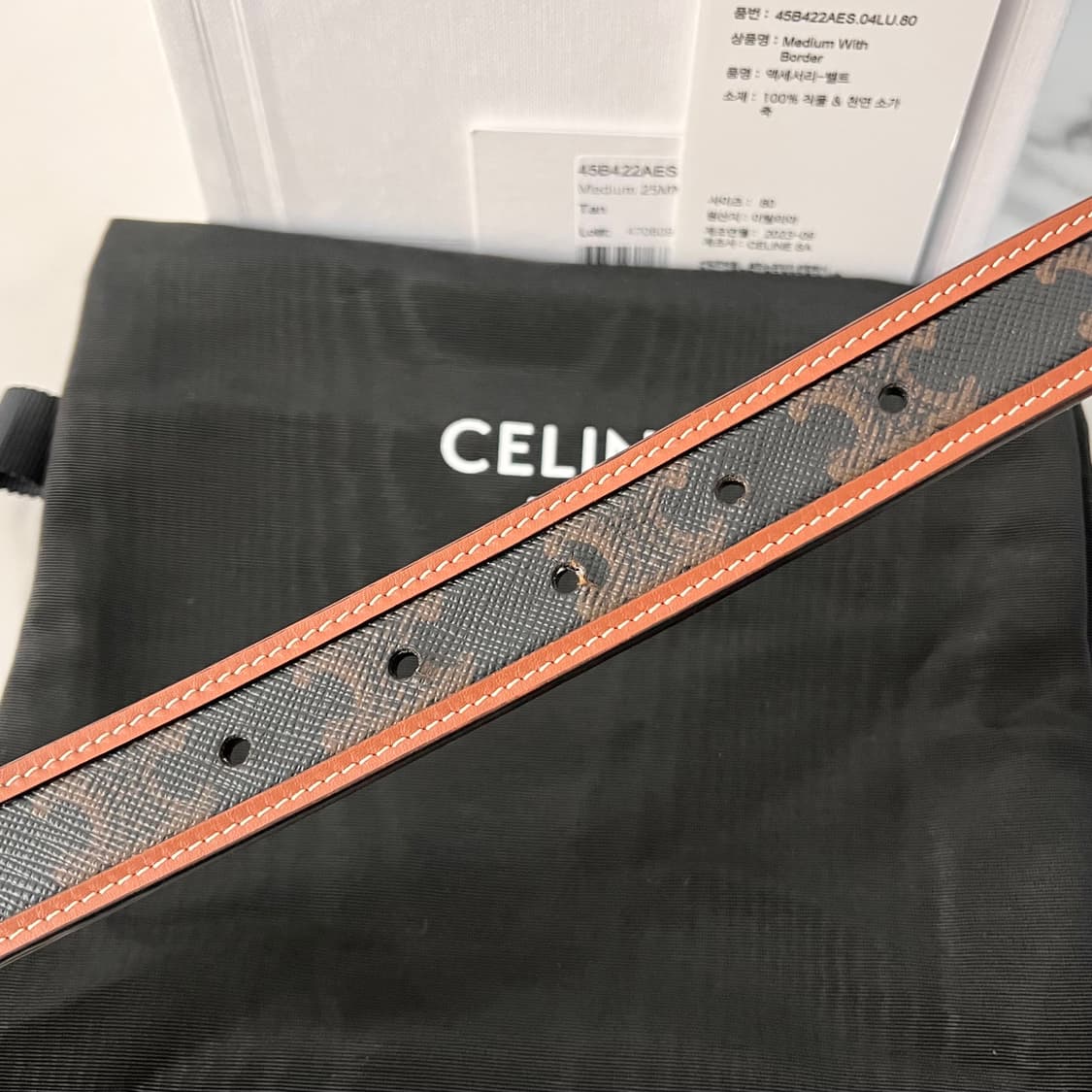 [S급/정품] 셀린느 트리옹프 캔버스 금장 로고 벨트 상품이미지5