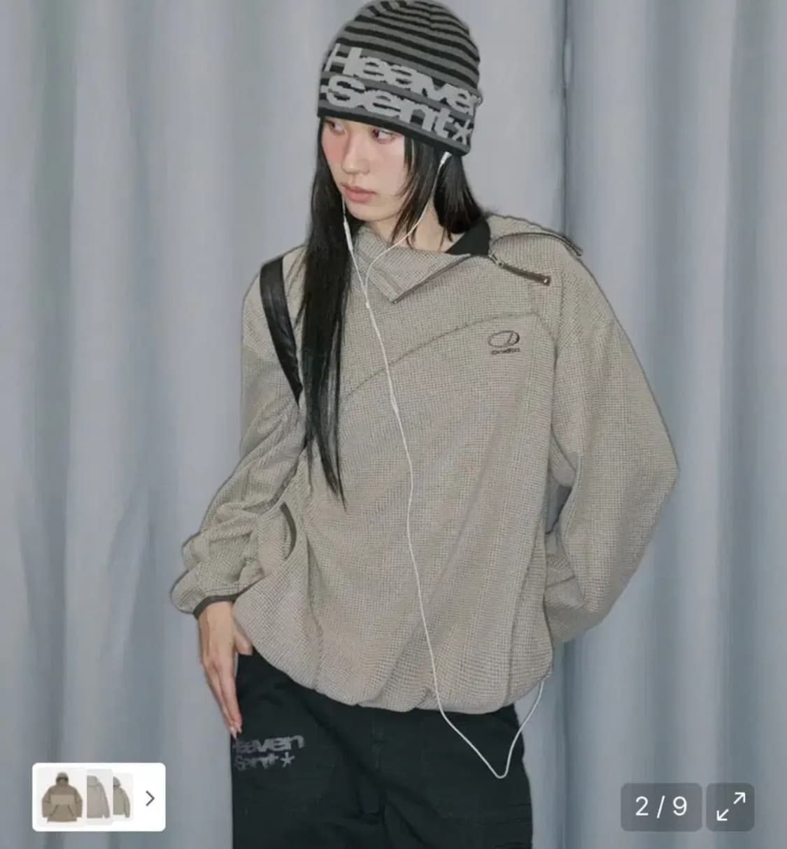 오드스튜디오 와플 스티치 후드 베이지 상품이미지2