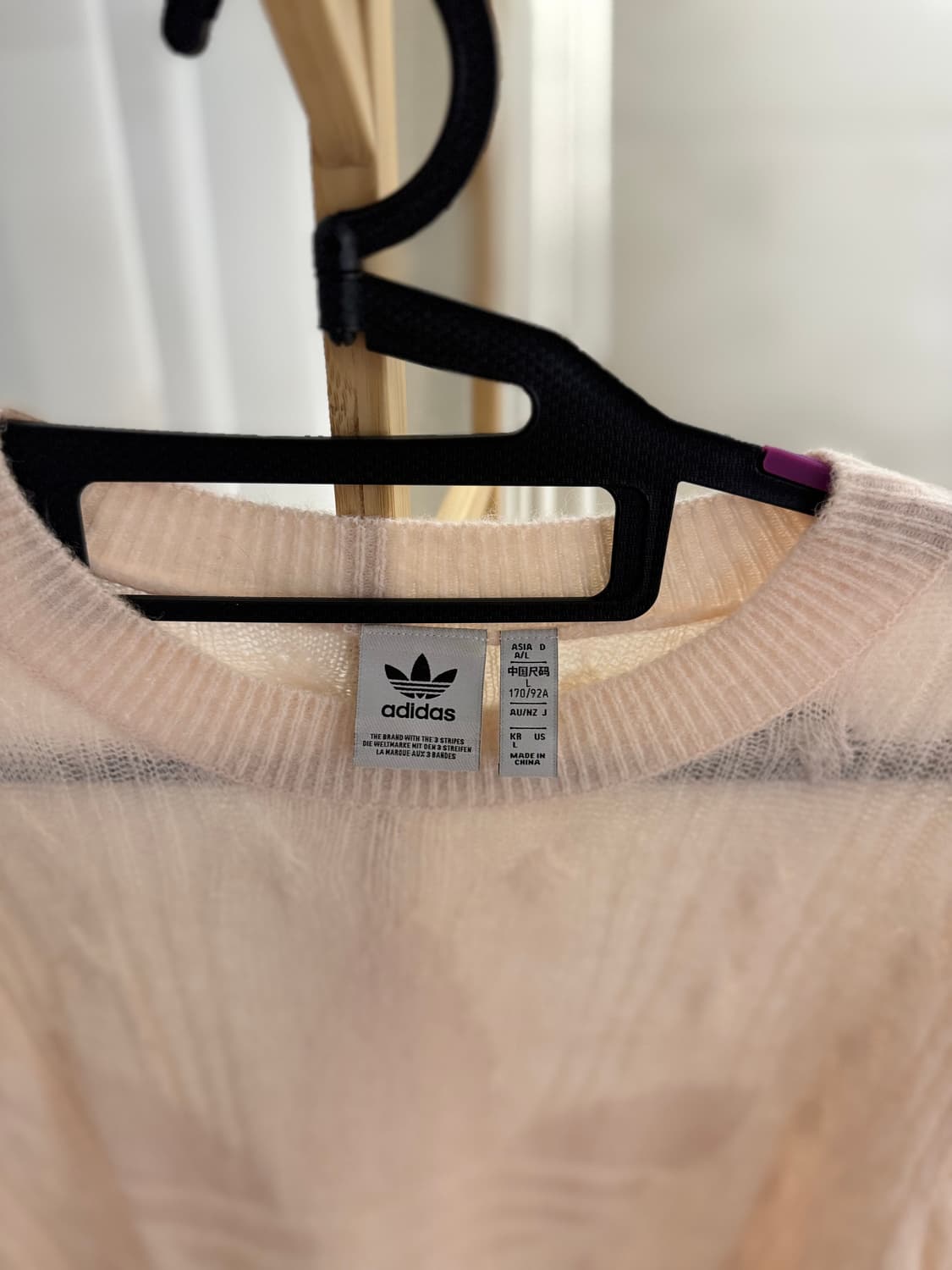 희귀매물!! 아디다스 딸기우유 핑크 니트 세미크롭 상품이미지3