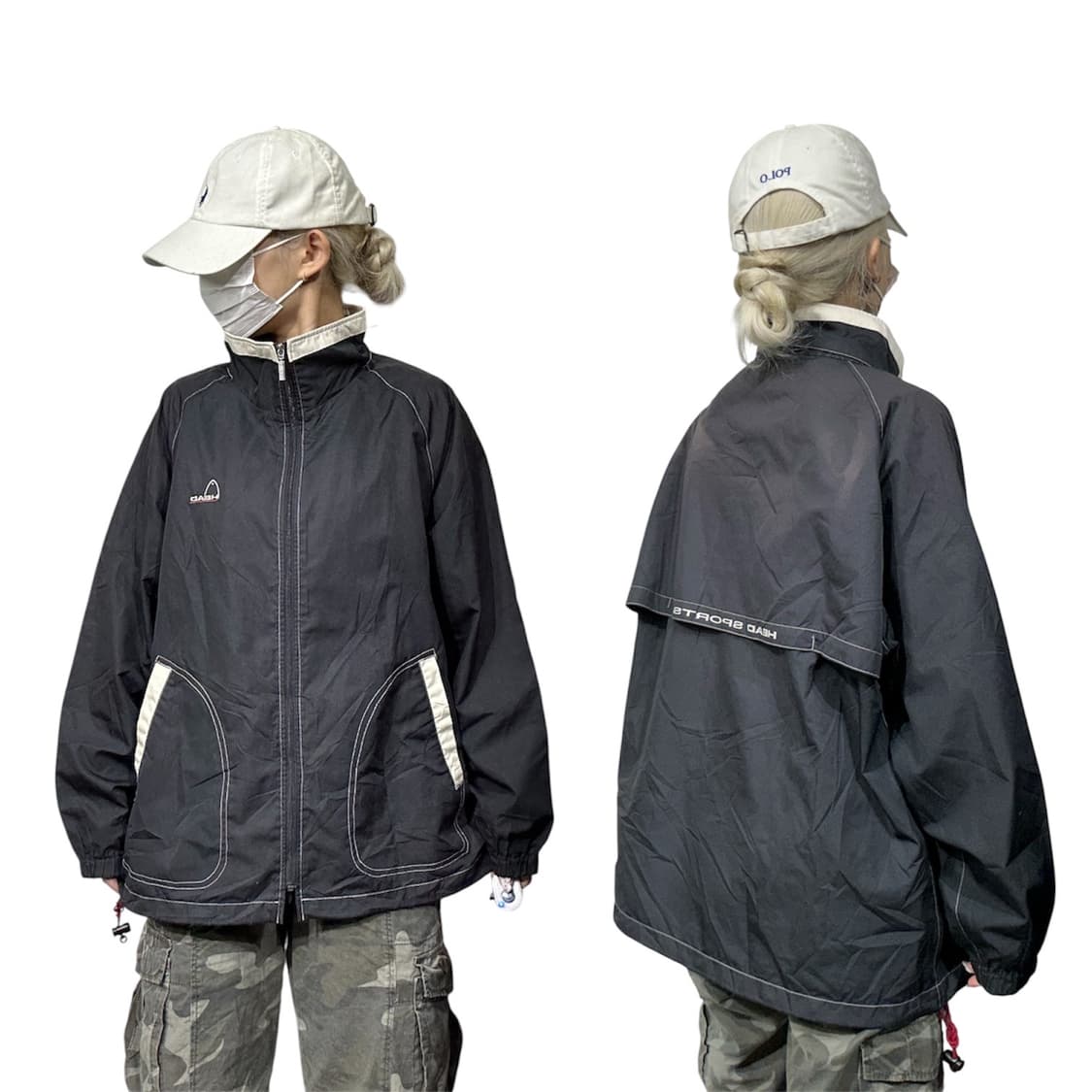 헤드 블랙 올드스쿨 바람막이 오버핏 트랙 자켓  상품이미지1