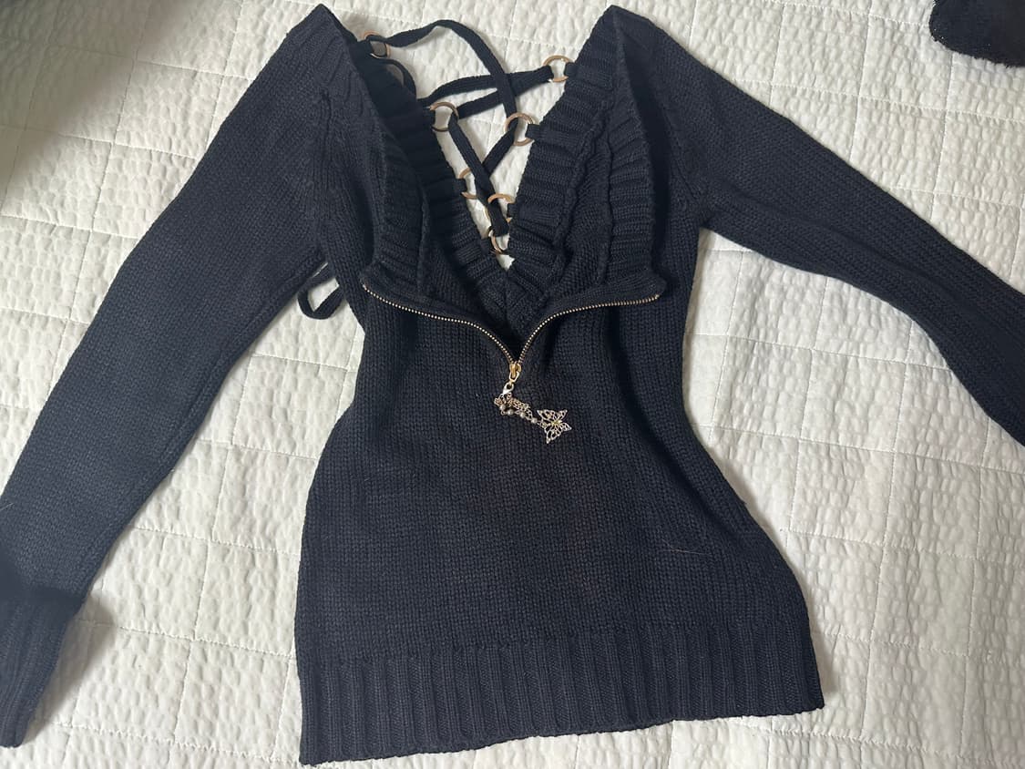 다이아 d.i.a 갸루 오네갸루 백리스 브이넥 니트 히메갸루 라떼갸루 상품이미지1