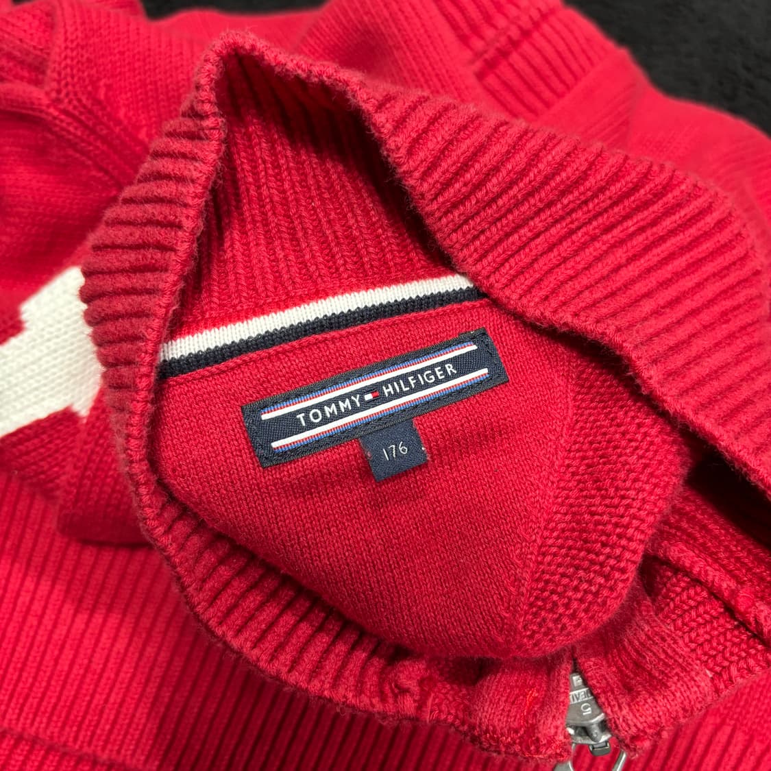 우먼L 타미힐피거 레드 H로고 니트집업 상품이미지4