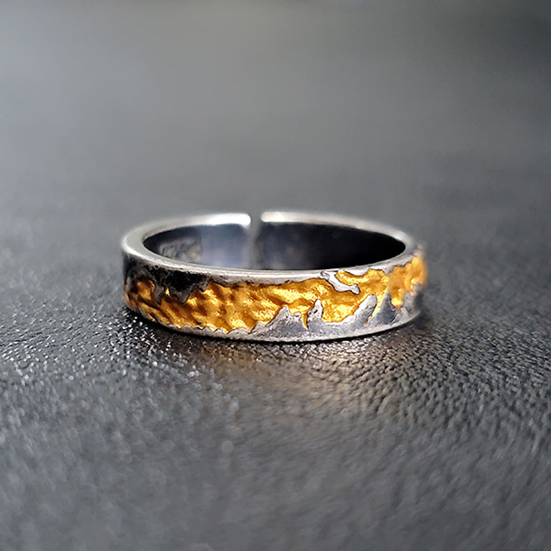 Orcal 실버 흑도금 남자 엔틱 빈티지 명품 금 크랙 반지 상품이미지1