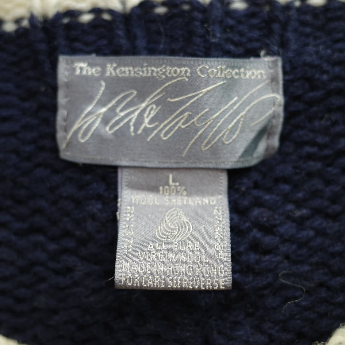 90s L사이즈 빈티지 퓨어 셔틀랜드 울 눈꽃 케이블 니트 스웨터 상품이미지3