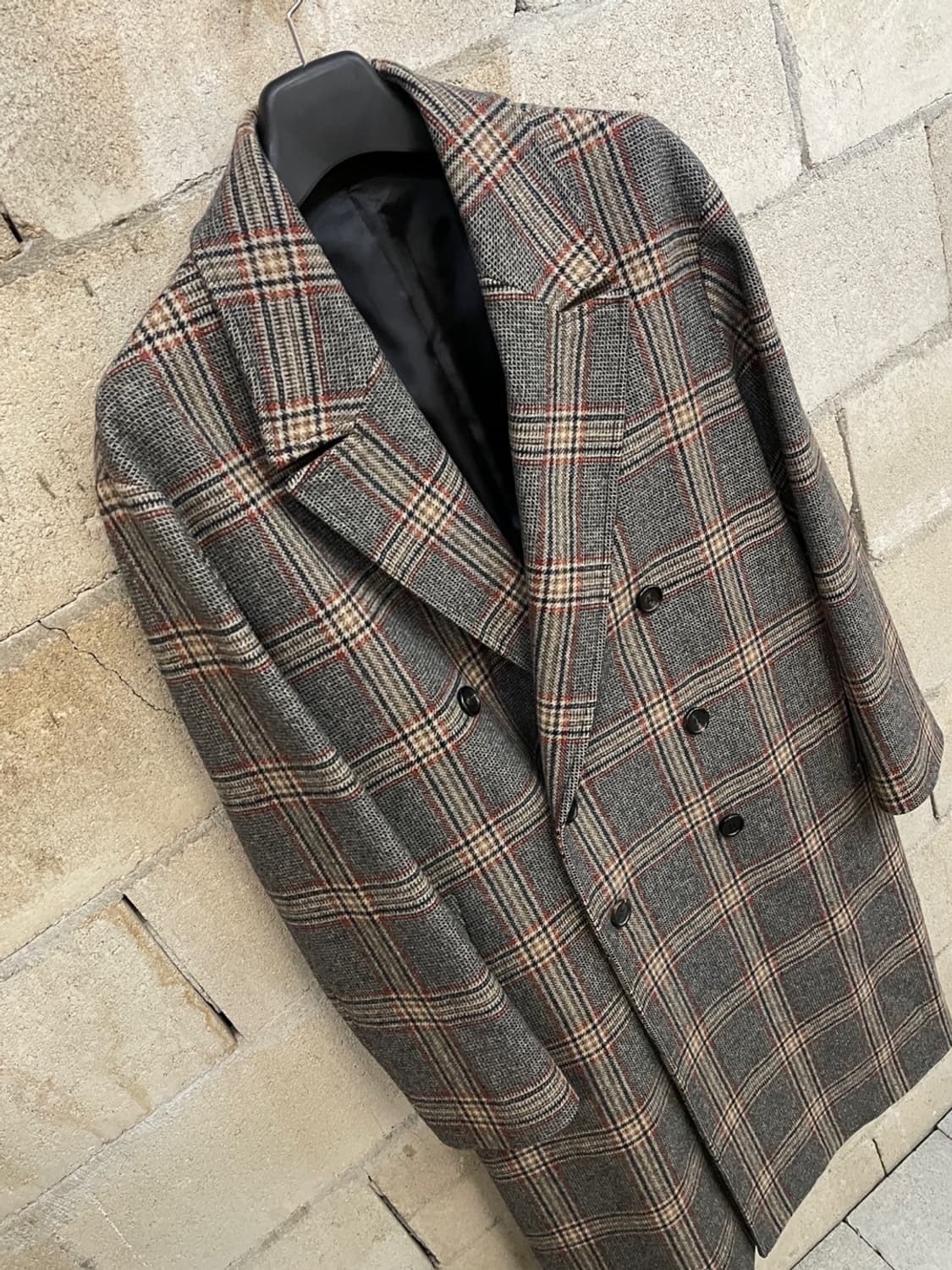쿠어 체크 더블 롱 코트  상품이미지7