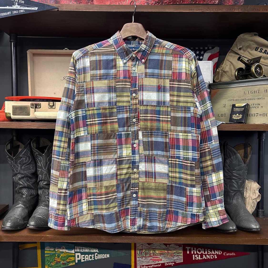 90s 폴로 랄프로렌 멀티패턴 마드라스 버튼다운 체크셔츠 N1078 상품이미지1