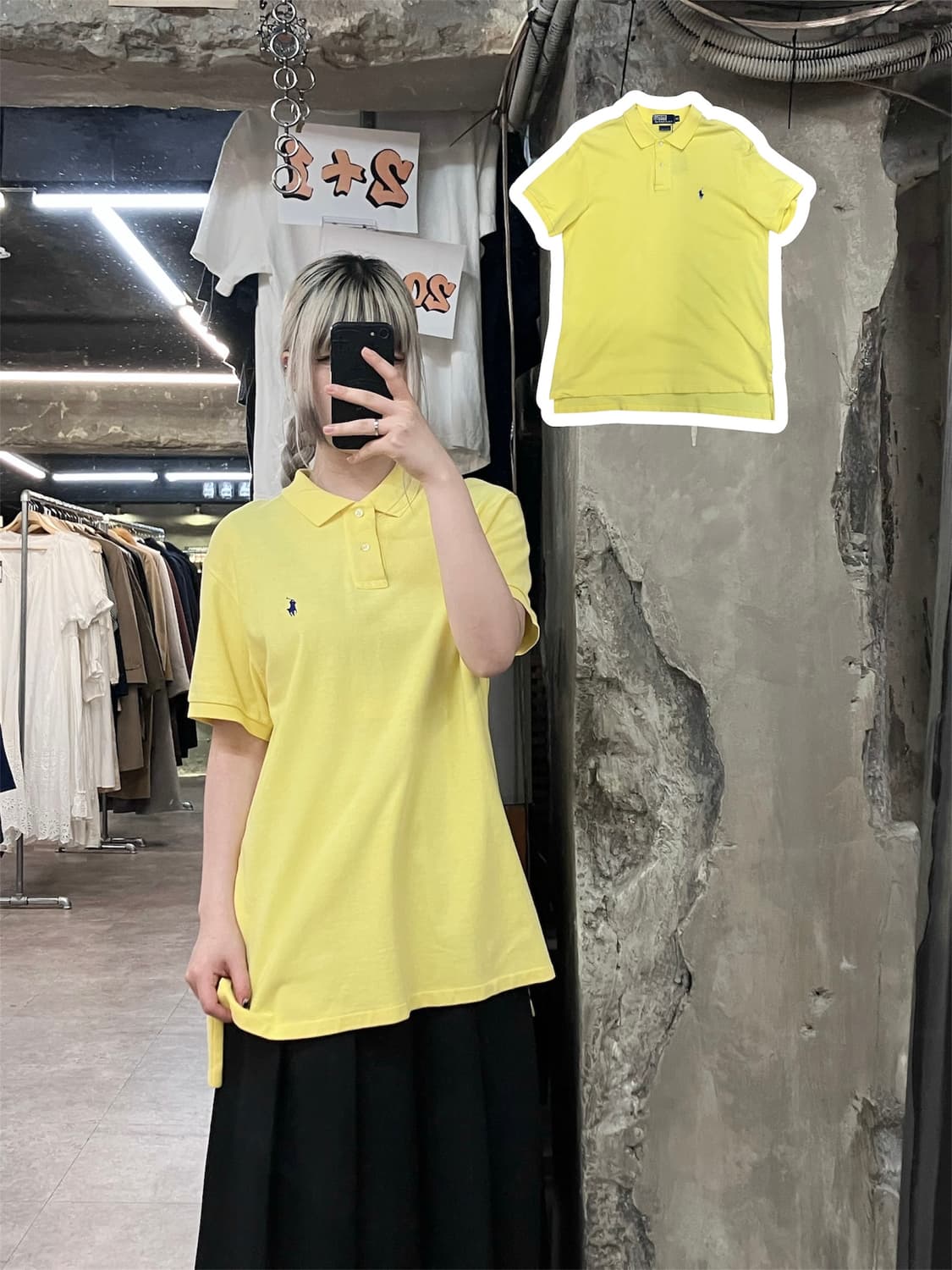 폴로 랄프로렌 자수 로고 카라티 옐로우 XL  #csz3856 상품이미지1