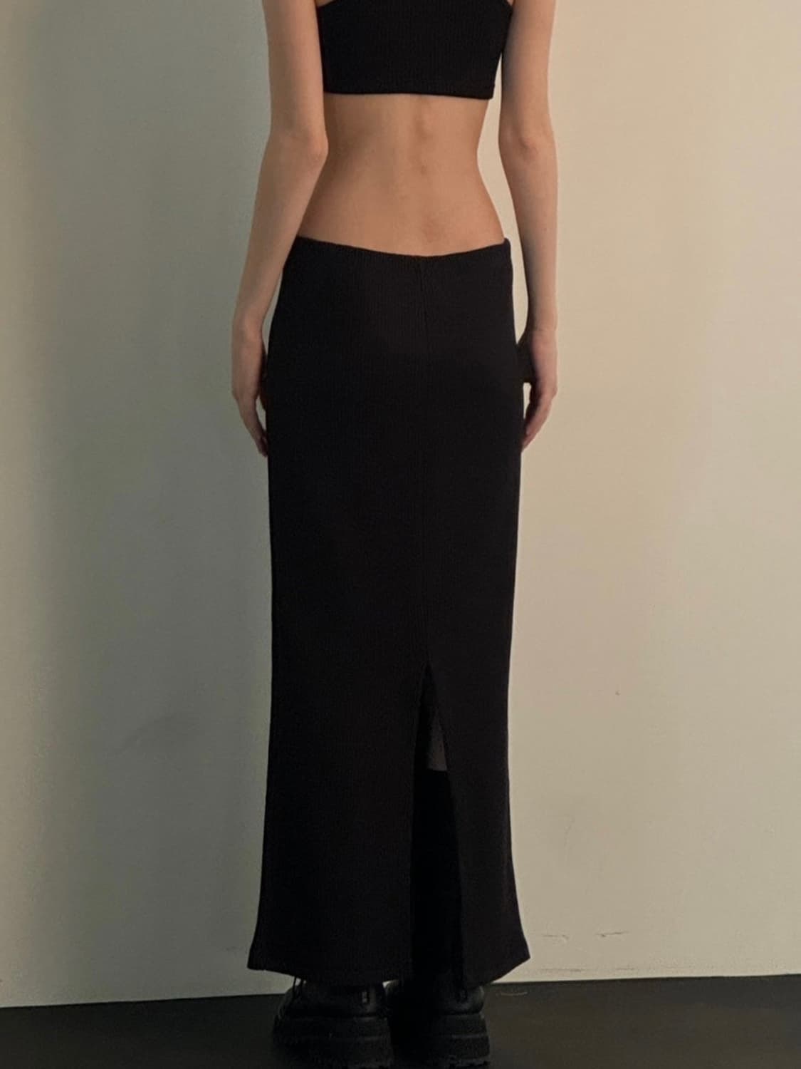 보헤미안서울 베이직 와플 롱스커트 상품이미지2