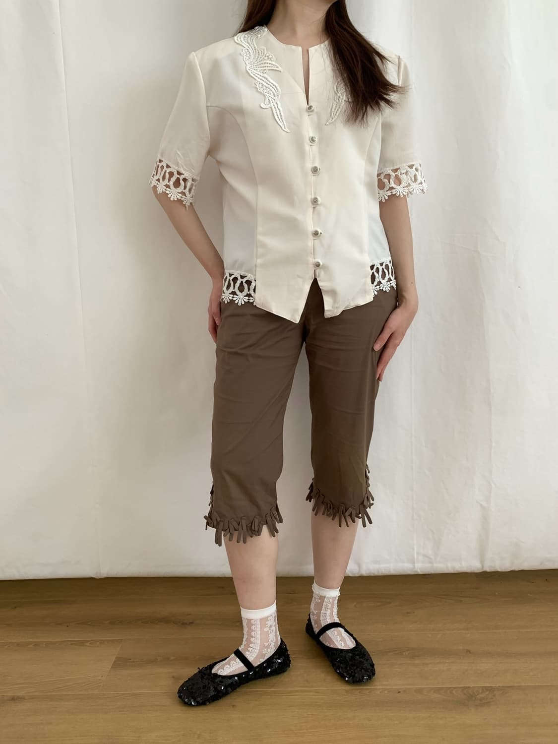 Ivory Lace Detail Blouse (Europe) 상품이미지3