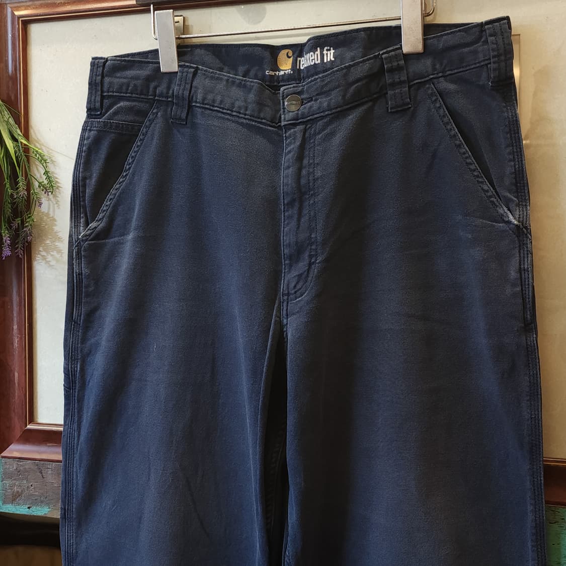 칼하트 싱글니 워크팬츠 릴렉스드 핏 미드나이트 블루 36x36 상품이미지3