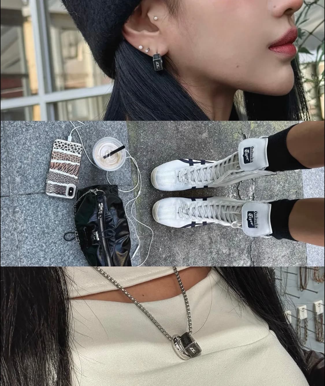 오벌 D 로고 귀걸이 세트 목걸이 상품이미지2