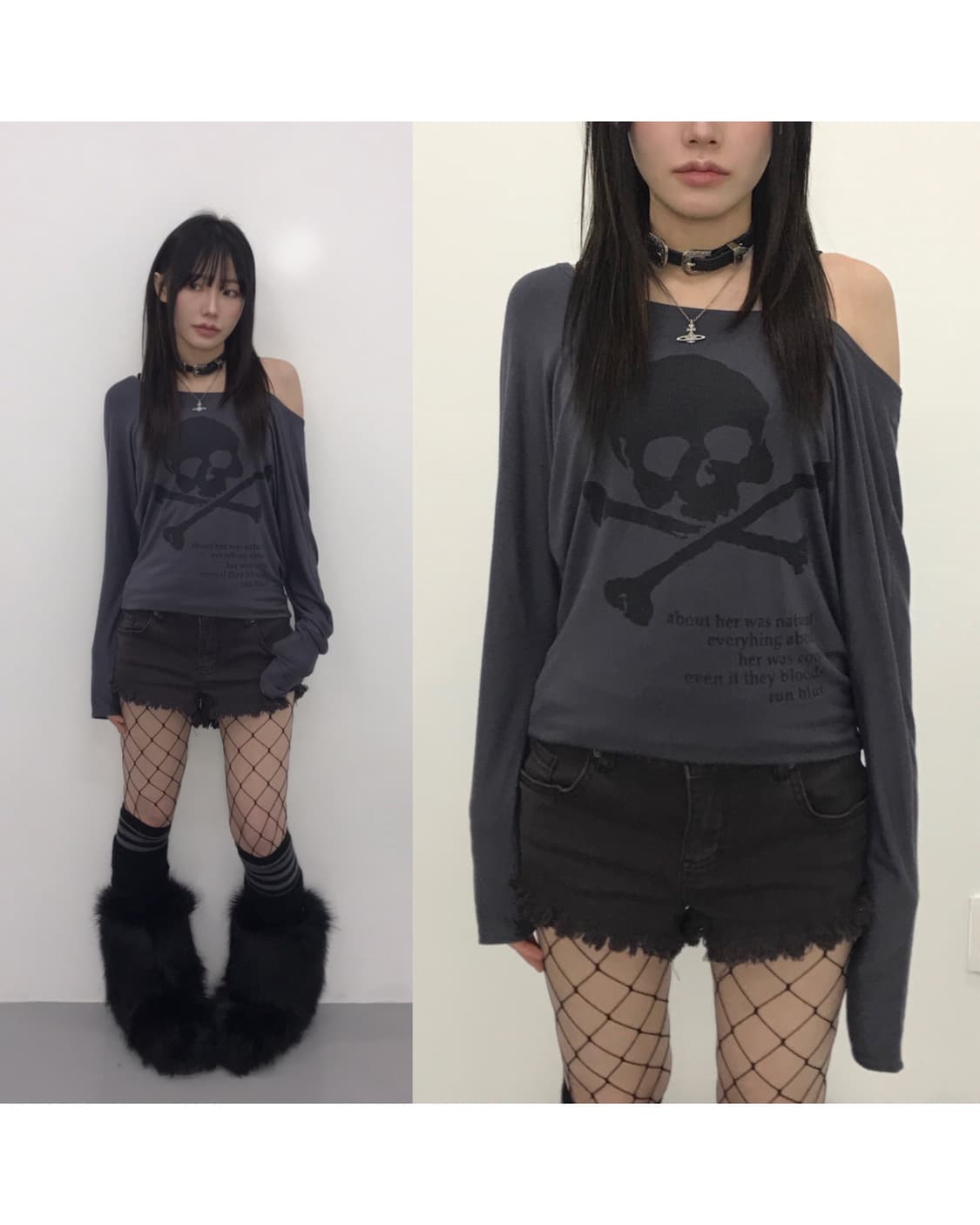 Mo’a Archive Skull Graphic Boat Neck Top 상품이미지1